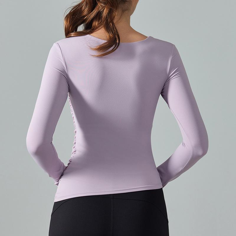 ヨガウェア レディース トップス 長袖 パッド付き スポーツウェア トレーニングウェア 秋冬 プラーティス ウェア フィットネス ウェア スリム ウエストシェイプ 通気性 ランニング ピンク系 カーキ アイボリー ブラック