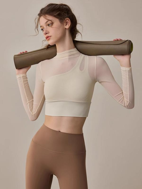 ヨガウェア レディース トップス 胸パッド付き トレーニングウェア スポーツウェア 長袖 Tシャツ 速乾..