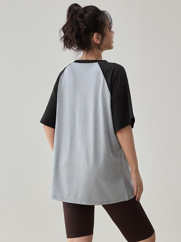 Tシャツ レディース 速乾 スポーツ ウェア 大きいサイズ ゆったり スリム 半袖 ヨガ トレーニング 運動着 ポリエステル ブラック グレー 春夏