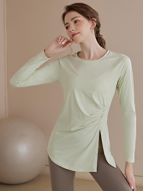 ヨガウェア レディース 長袖 トップス 伸縮性 吸湿速乾 接触冷感 スポーツウェア フィットネス トレーニング ウェア 春夏 秋冬 ゆったり 痩せ見え Tシャツ