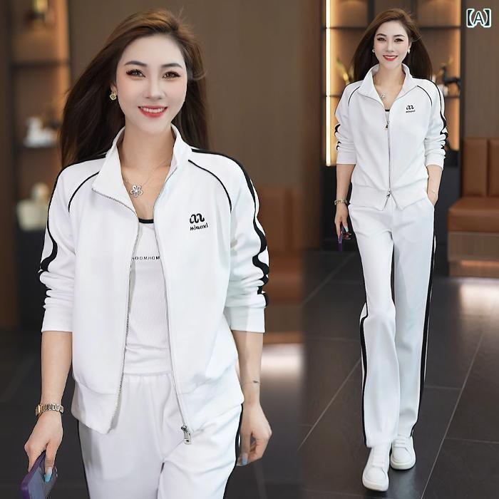 セットアップ レディース 秋冬 ジャージ 上下 2点セット 運動着 部屋着 長袖 パーカー ワイドレッグパンツ ポリエステル スポーティー カジュアル S M L XL 2XL 3XL 4XL ホワイト ブラック ワインレッド