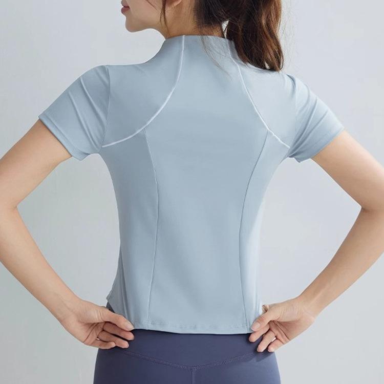 Tシャツ レディース スポーツウェア ヨガウェア 接触冷感 吸湿速乾 トレーニングウェア ランニング サイクルウェア 伸縮性 ナイロン 春夏 グリーン グレー ホワイト ブラック ブルー