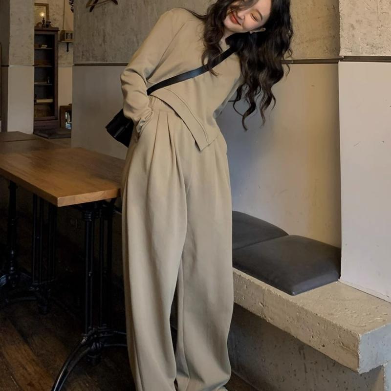 セットアップ レディース 秋冬 カジュアル 2点セット：ルーズ スウェット トレーナー パンツ 上下セッ..