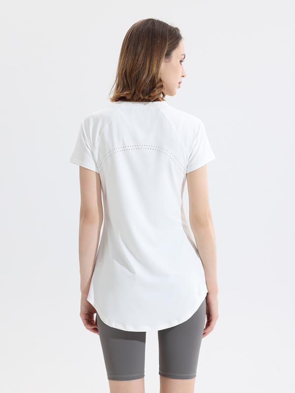 Tシャツ レディース ヨガウェア 半袖 接触冷感 スポーツウェア トレーニングウェア トップス チュニック丈 無地 ゆったり 体型カバー ジム ランニング 春夏