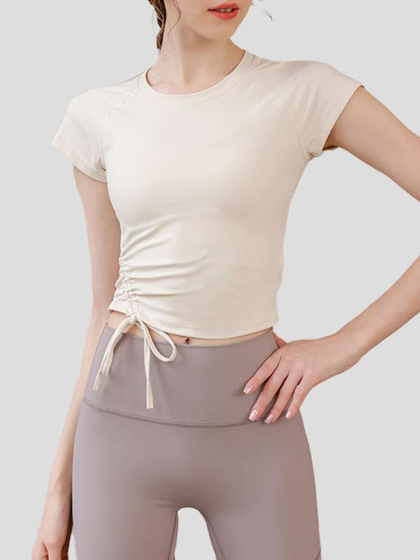 ヨガウェア レディース トップス Tシャツ スポーツウェア 半袖 速乾性 ストレッチ ピラティス ランニング ジョギング フィットネス トレーニング ジム 運動着 春夏秋冬 カキ色 杏色 ブラウン ブラック