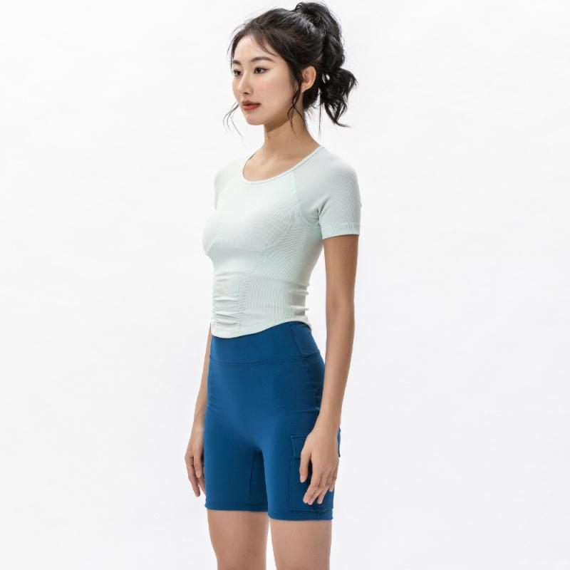 ヨガウェア レディース 半袖 スポーツTシャツ 胸パッド付き トレーニング トップス 接触冷感 吸湿速乾 ..