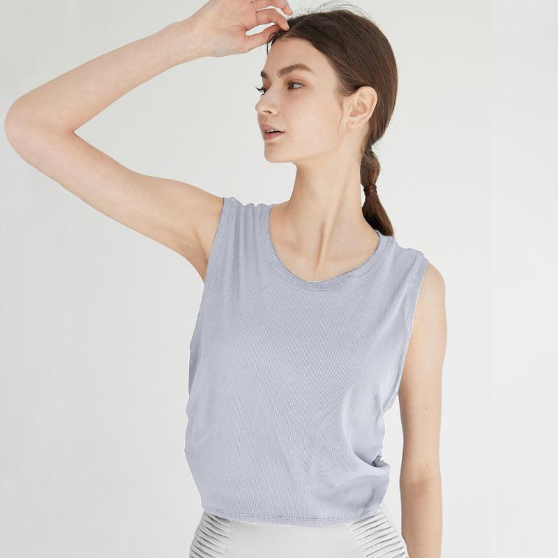 ヨガ トップス レディース チュニック丈 タンクトップ ノースリーブ スポーツウェア トレーニングウェア ランニング ピラティス ジム 接触冷感 吸湿速乾 ストレッチ性 ホワイト チャコールグレー パープルブルー 芦苇グリーン