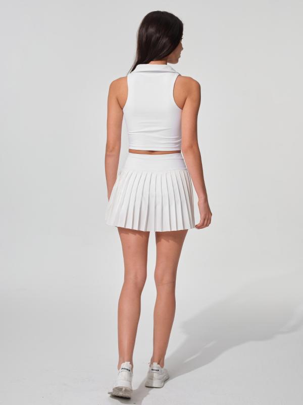 ヨガウェア レディース セットアップ ポロシャツ スポーツブラ タンクトップ 速乾 ノースリーブ プリーツスカート テニスウェア トレーニング ランニング 接触冷感 吸湿速乾 薄手 春夏