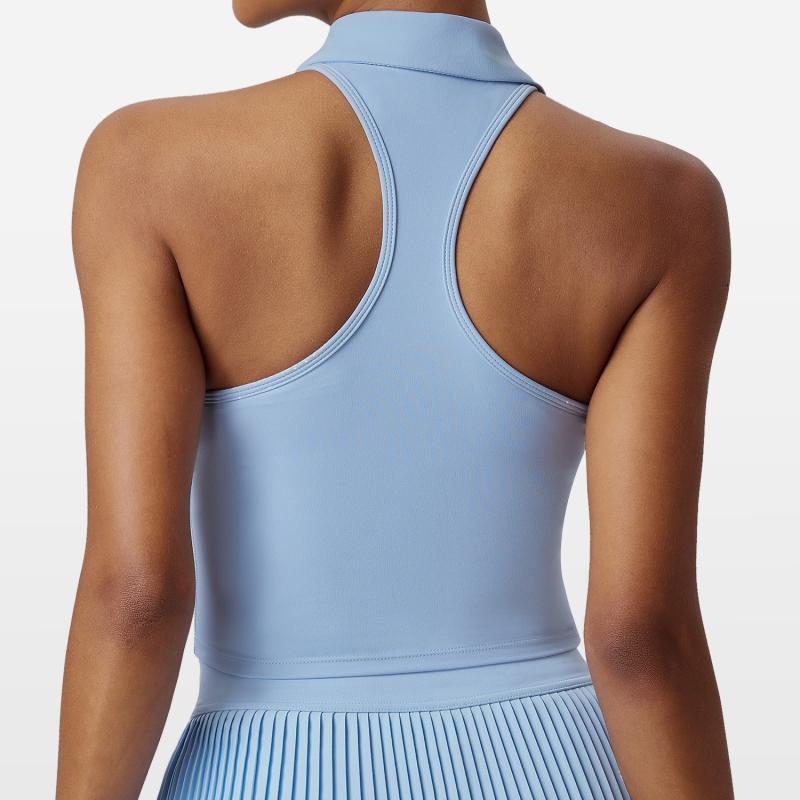 ヨガウェア レディース スポーツトップス カップ付き ポロシャツ風 ゴルフウェア Tシャツ 速乾 ノースリーブ トレーニングウェア 春夏 秋冬 ランニング ジム フィットネス