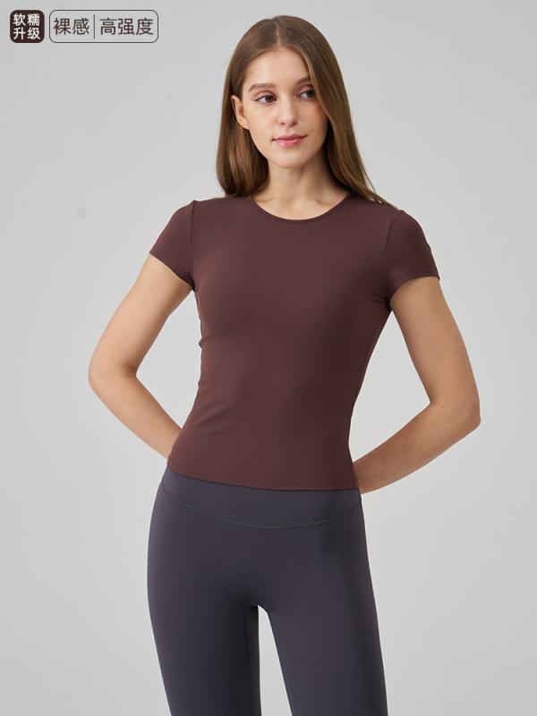 ヨガ Tシャツ レディース 速乾性 スポーツ トップス スリムフィット ラウンドネック トレーニング ウェア アウトドア ジム 接触冷感 吸湿速乾 ストレッチ 草莓奶昔 薄荷曼波緑 白 ブラック 石墨灰 蒸馏咖啡 棱镜粉 灰薄荷 风车藍 春夏