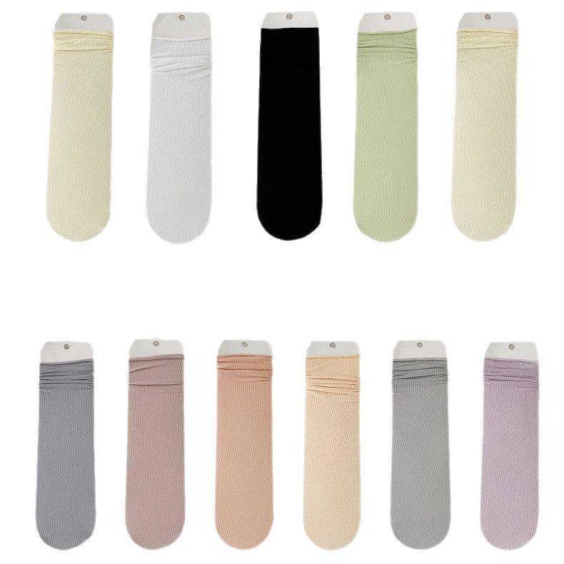 靴下 レディース 堆堆袜 ソックス 春夏 薄手 吸汗 通気性 中筒 無地