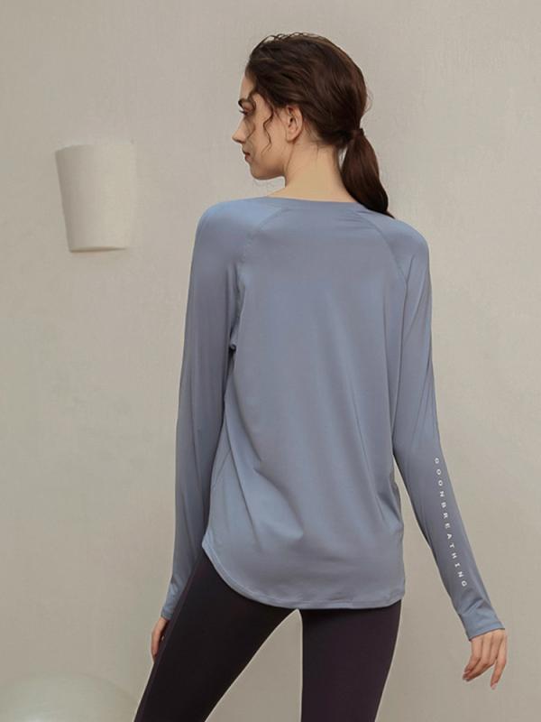 Tシャツ レディース 長袖 速乾 スポーツ トップス ヨガウェア トレーニング ランニング ウェア ストレッチ 伸縮性 通気性 ポリエステル ブラック ブルー パープル グレー グリーン ピンク系