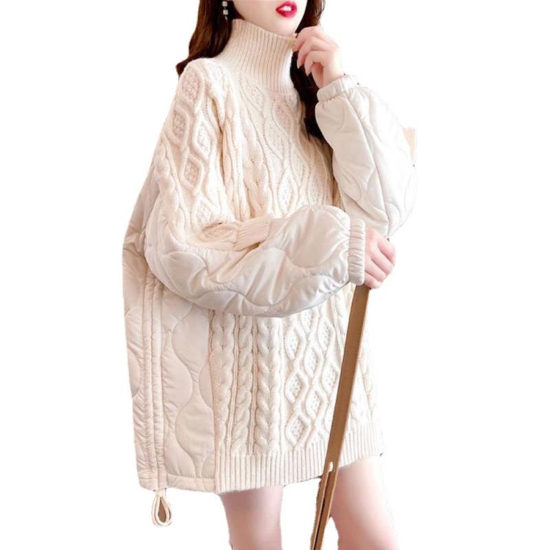 ニット・セーター レディース 秋冬 高襟 クラインブルー 切り替え 暖かい ゆったり 厚手 トップス 韓国..