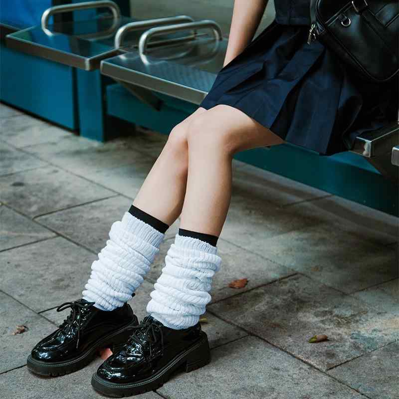 靴下 レディース JK スクールソックス ケーブル編み バブルソックス 秋冬 厚手 リブ編み 白 ポリエステ..