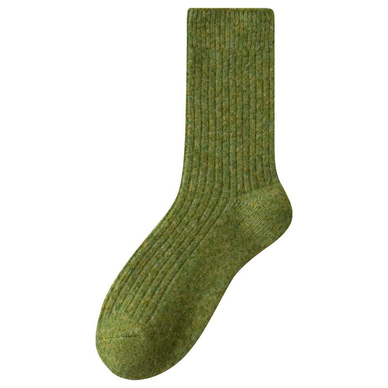 靴下 レディース 秋冬 厚手 裏起毛 日系 無地 かわいい 防寒 保温 ウール混 ミドル丈 ソックス 暖かい ..