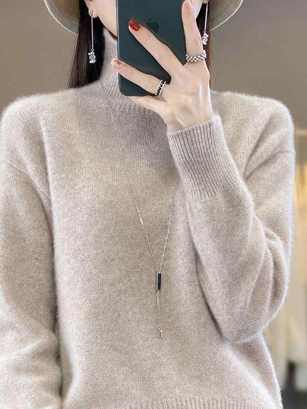 ニット レディース 秋冬 長袖 ハイネック セーター 厚手 ドロップショルダー リブ編み ゆったり チュニ..