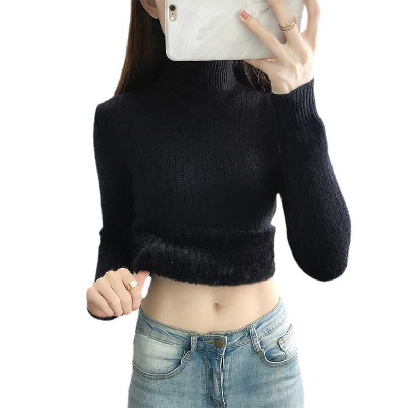 ニット レディース ハイネック 秋冬 厚手 裏起毛 あったか ゆったり トップス 長袖 無地 黒 白 青 ピン..