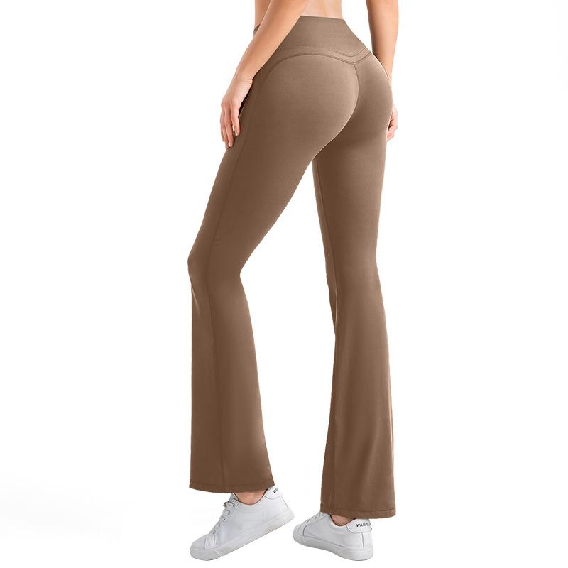 ヨガパンツ レディース スポーティ 微フレアパンツ ハイウエスト ロングパンツ 無地 ストレッチ 伸縮性..