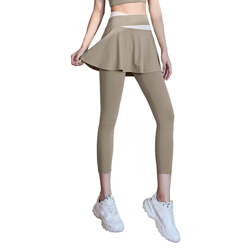 ヨガパンツ レディース スポーツ レギンス スパッツ スカート付き ストレッチ 伸縮性 吸湿速乾 トレーニング ランニング ウェア 春夏秋冬 ブラック ブルー パープル ベージュ