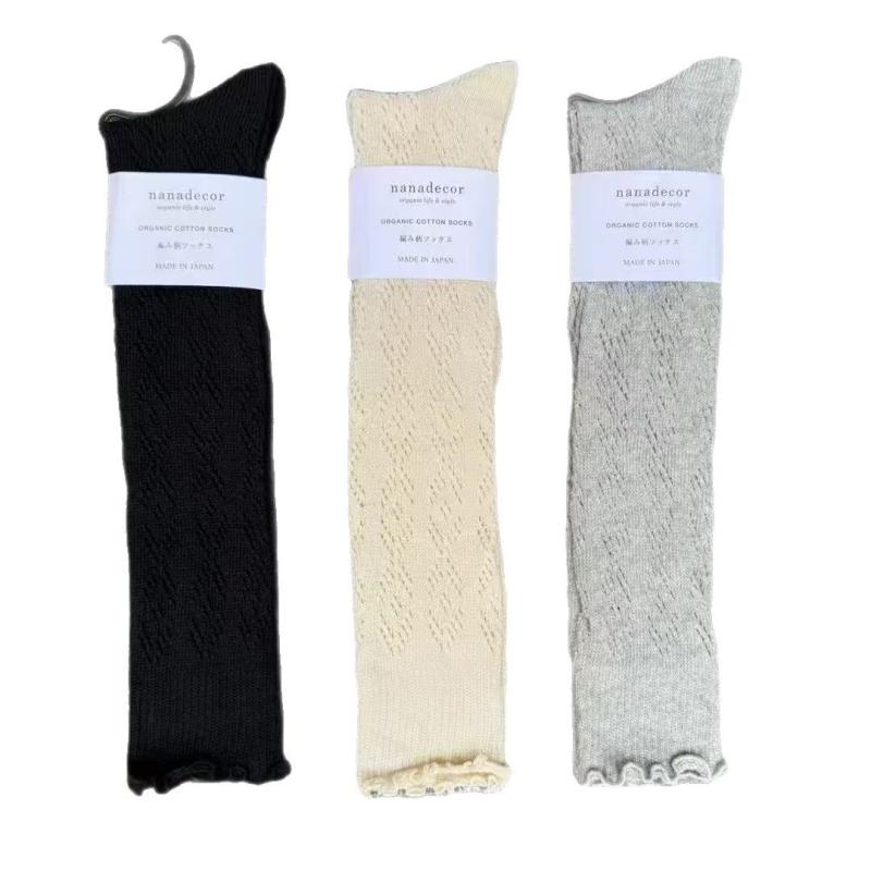 靴下 レディース 花柄 レース 薄手 メッシュ 通気性 クルーソックス 3色 無地 綿混 インスタ映え かわいい カジュアル