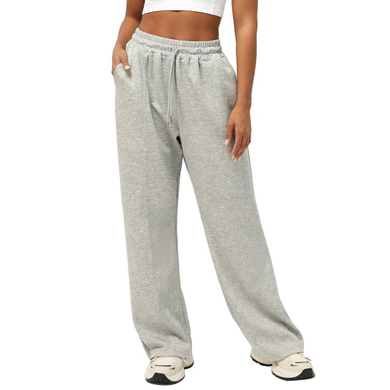 パンツ レディース 秋冬 スポーツ ウェア カジュアル パンツ 高腰 ドローストリング 垂れ感 ワイドパン..