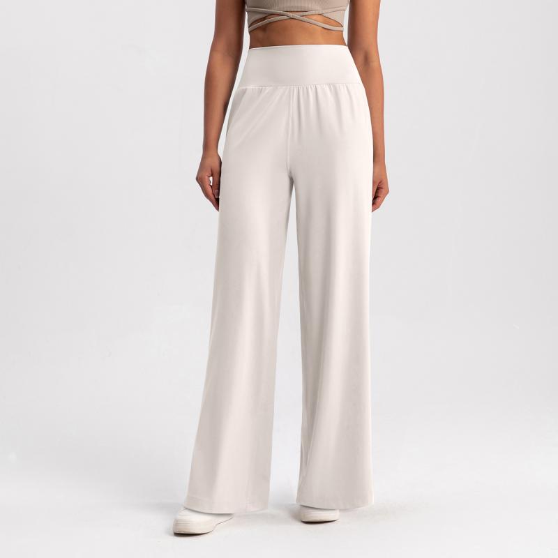 ヨガパンツ レディース ランニングパンツ スポーツパンツ ワイドレッグパンツ ハイウエスト ストレートパンツ 伸縮性 通気性 軽量 黒 茶色 グレー グレー