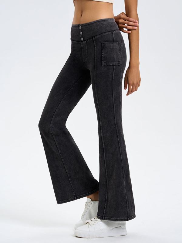 ヨガパンツ レディース デニム 高腰 ハイウエスト フレアパンツ スキニー レギンス ストレッチ 伸縮性 ..