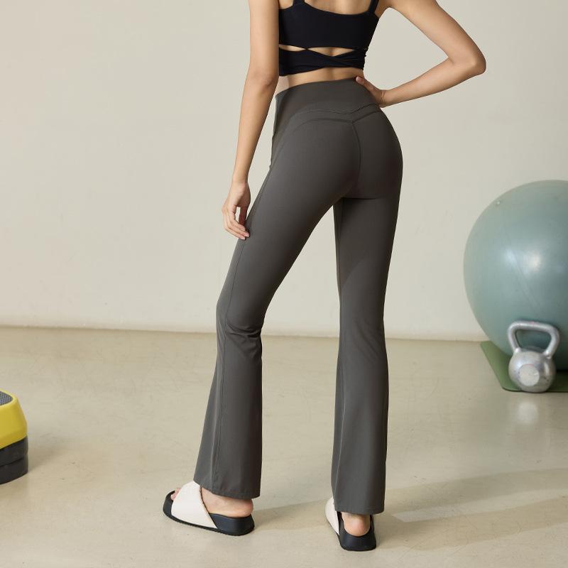 パンツ レディース ヨガパンツ 微フレアパンツ スポーツパンツ トレーニングパンツ ロングパンツ ハイウエスト 伸縮性 通気性 無地 普段使い 運動着 リラックスウェア ブラック グレー パープル ブラウン S M L XL 春秋冬