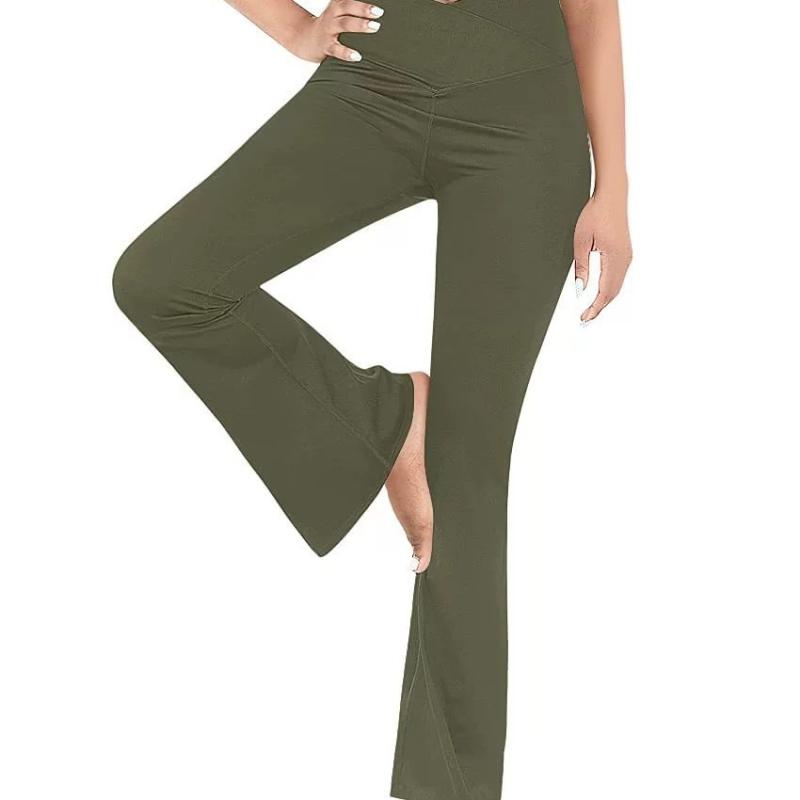 ヨガパンツ レディース Vネック ハイウエスト 伸縮性 スポーツ 運動 普段使い 美脚効果 体型カバー ストレッチ 喇叭 ラッパ フレアパンツ ズボン ボトムス ブラック 黒 ピンク系 ブルー 青 グレー グレー 春夏 秋冬