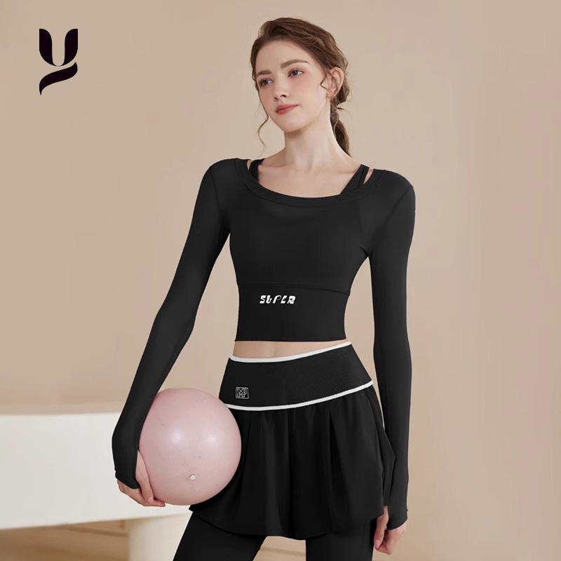 ヨガウェア レディース セットアップ ランニング スポーツウェア 長袖 トップス レギンス サイクリング ピラティス トレーニングウェア 吸湿速乾 ストレッチ 黒 ピンク系 S M L XL 2XL