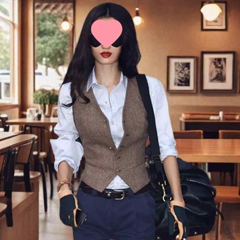 ベスト レディース 英国風 ウエストシェイプ ノースリーブ レトロ ショート丈 アウター 婦人服 トップス カフェオレ 黒に近いグレー