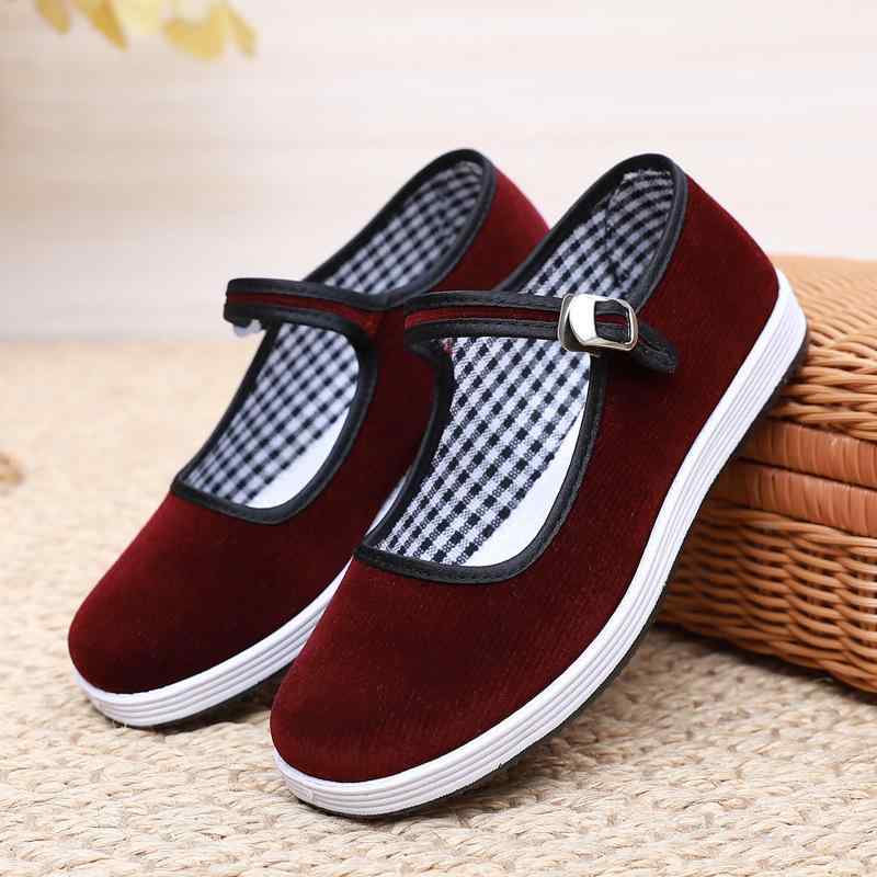 布靴 レディース ローヒール スリッポン 滑り止め 快適 疲れにくい フラット ストラップ 黒 赤 春夏 秋 仕事 普段使い カジュアル(x2)