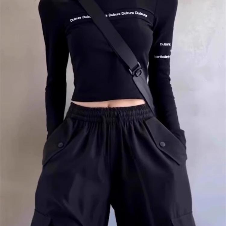 Tシャツ レディース 秋冬 長袖 黒 カットソー モダール シャーリング トップス タイト スリムフィット 美ライン インナー パフスリーブ