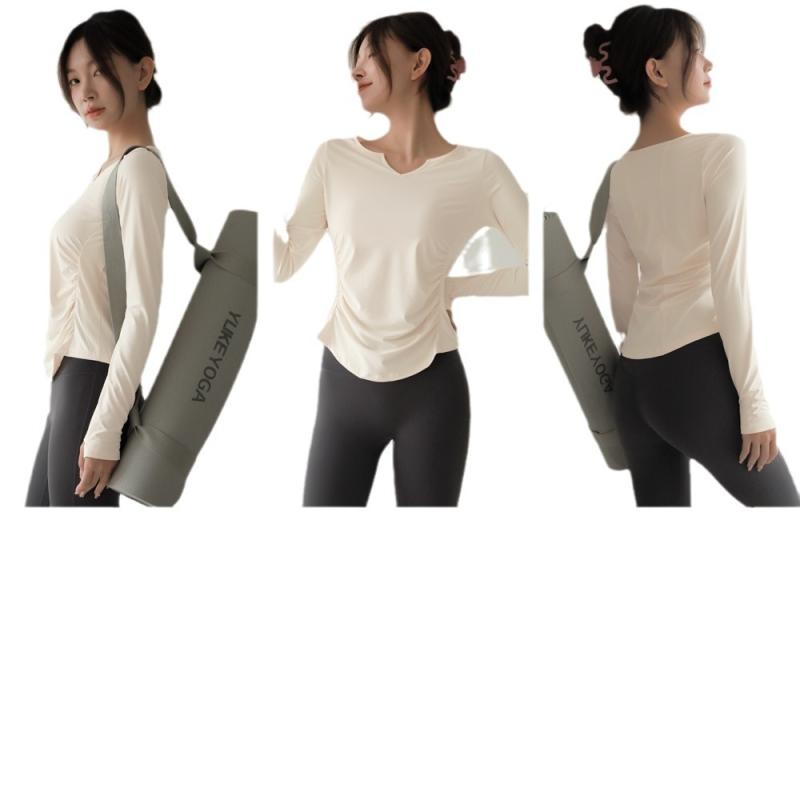 ヨガウェア レディース 長袖Tシャツ Vネック トレーニング トップス 吸湿速乾 伸縮性 ストレッチ スポーツ ウェア 秋冬 運動着 ランニング ジョギング 普段使い ルームウェア