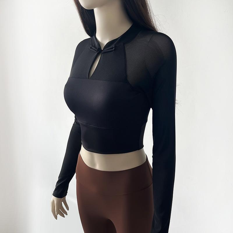 ヨガウェア レディース 秋冬 長袖 スポーツトップス 胸パッド付き メッシュ 吸湿速乾 トレーニングウェ..