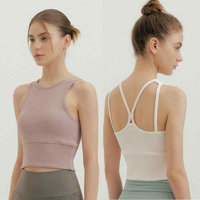 ヨガウェア レディース スポーツブラ付きタンクトップ 春夏 スポーツインナー 接触冷感 吸湿速乾 ランニング ジョギング ピラティス 運動着
