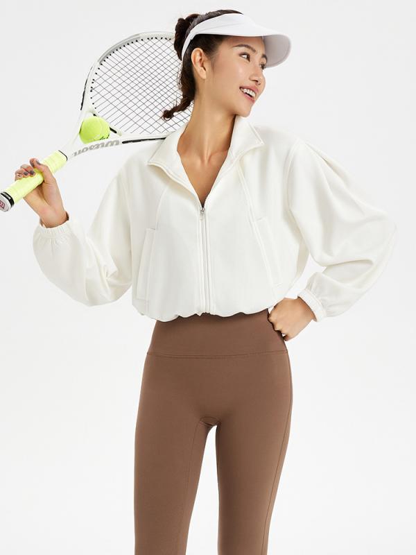 ヨガウェア レディース ジップアップ ジャケット スポーツ ウェア ルーズ フィットネス 服 ショート丈 ..