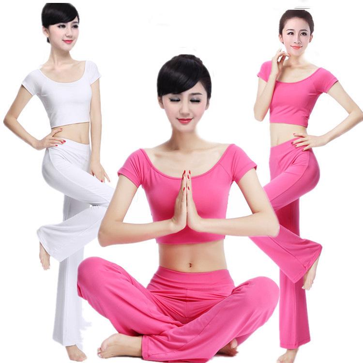 ヨガウェア レディース モダール ダンス 練習着 上下セット 半袖 大 लाल 赤 紫 黒 黄色 青 藍色 桃色 ピンク 緑 白 S M L XL XXL