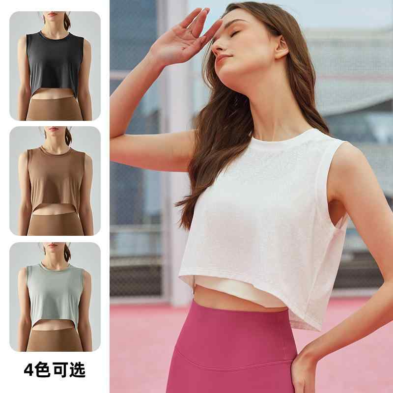 ヨガ トップス レディース スポーツブラ 提花 ノースリーブ 接触冷感 吸湿速乾 ランニング ウェア フィットネス トレーニング エクササイズ 運動着 春夏 秋冬