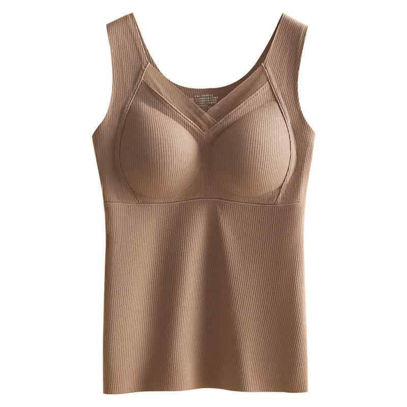 レディース インナー あったかインナー 背中開き トップス 羊毛 発熱 保温 Vネック メッシュ 起毛 厚手 カップ付き キャミソール 肌着 婦人服 女性 伸縮性 吸湿 90% 再生繊維 秋冬2