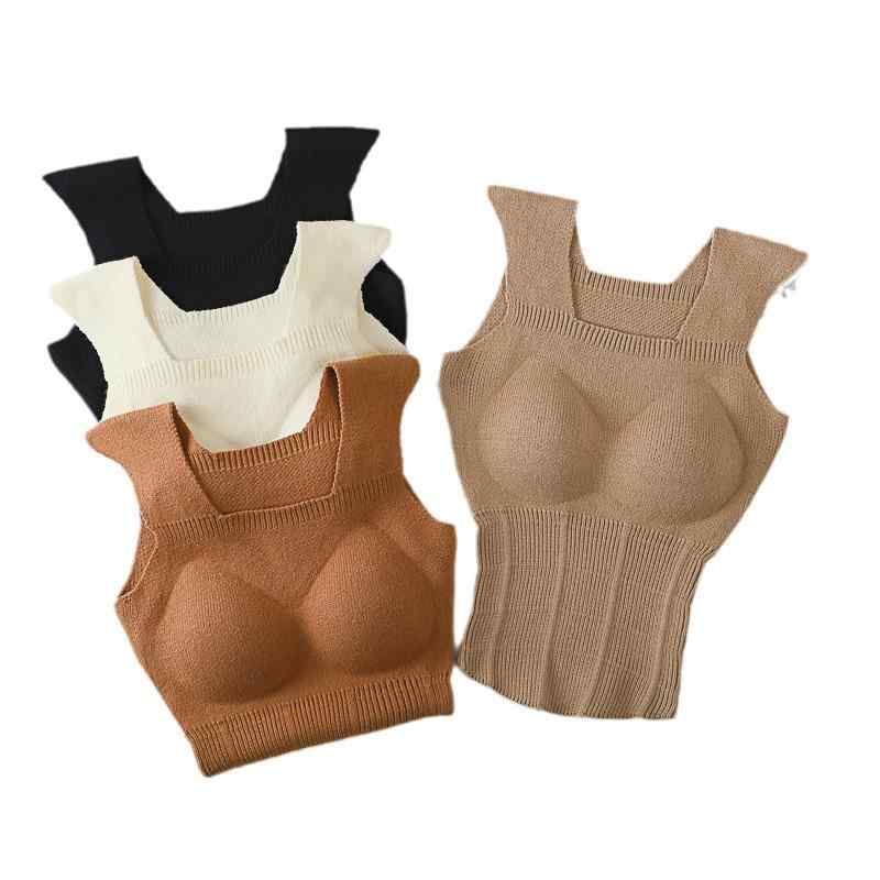 ベスト レディース 秋冬 ウール混紡 防寒 あったか ブラトップ カップ付き インナー トップス 肌着 暖か 無縫製 重ね着 キャミソール ..