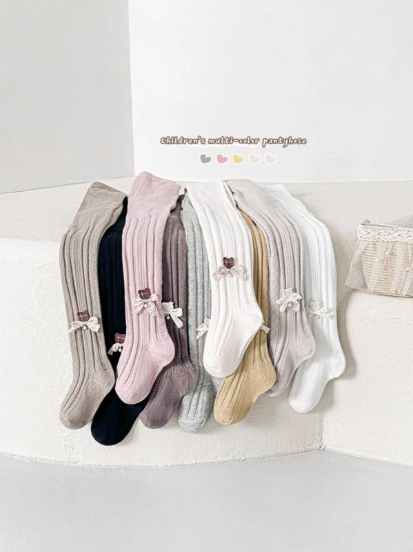 子供服 タイツ 春秋 ニット 外出着 女児 蝶々柄 レギンス ガールズ 無地 コットン 70 80 90 100 110 120 130 140 通気性