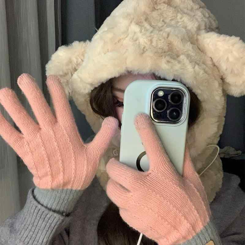 手袋 レディース 秋冬 ニット グローブ スマートフォン対応 防寒 保温 スポーツ アウトドア 自転車 学..