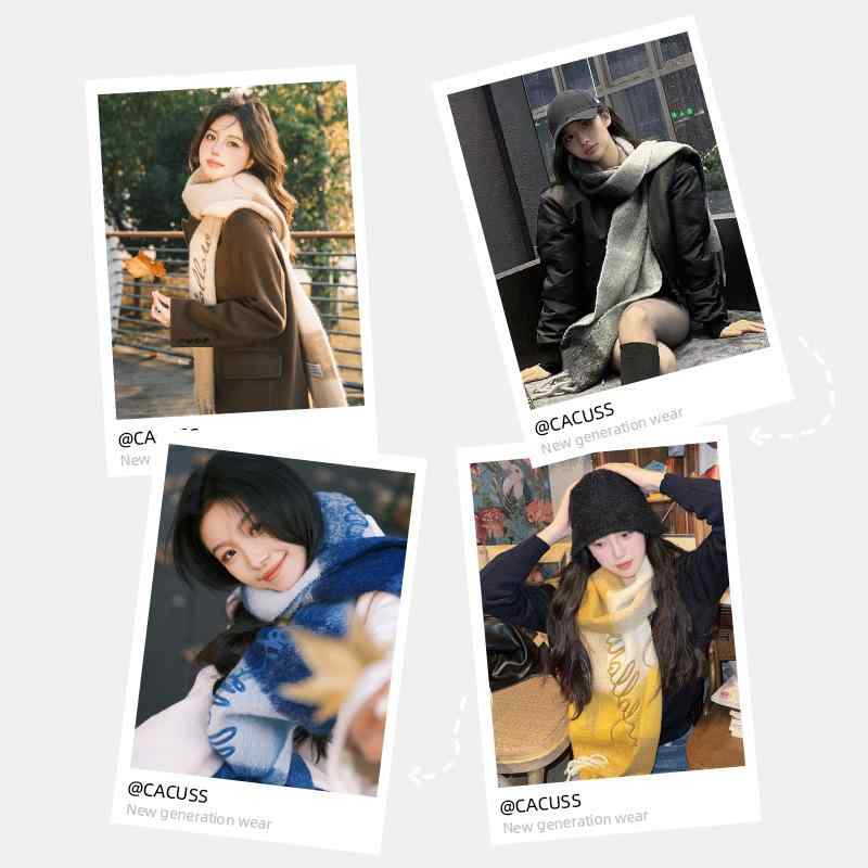 マフラー レディース 秋冬 大判 ウール混 猫柄 ショール 韓国 ファッション かわいい カジュアル 暖かい 防寒 ストール 襟巻き ひざ掛け 肩掛け 膝掛け ブランケット ベージュ系 ネイビー系 ブラウン系 ひざかけ