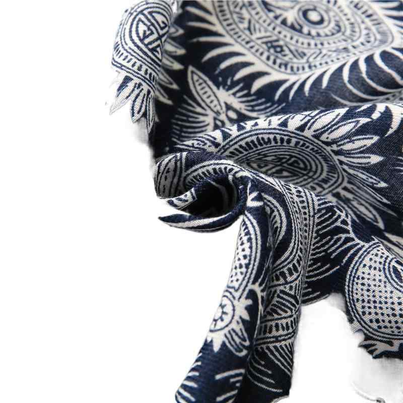 ストール レディース 春夏 秋 冬 綿麻 ショール 青花柄 エスニック レトロ 大判 薄手 紫外線対策 冷房対策 旅行 室内 室外