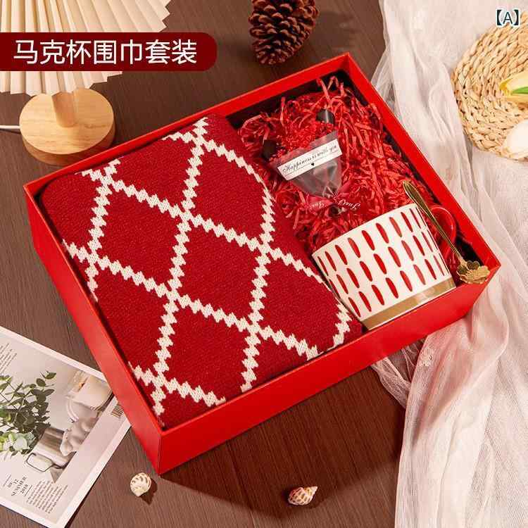マフラー ギフトセット 女性 友達 結婚祝い 誕生日プレゼント 高級感 実用的 冬 菱格柄 両面 マフラー 雀巢咖啡 マグカップ 星空柄 彫刻アロマ 暖手ウォーマー 小熊タオル 花茶 ハンドクリーム