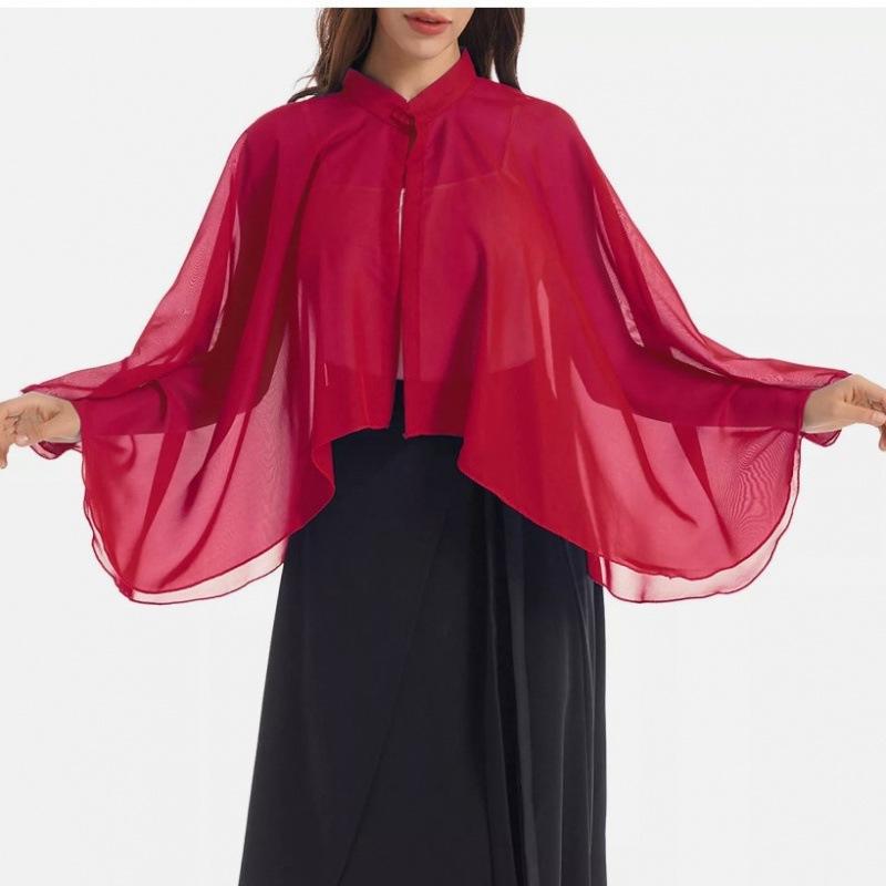 カーディガン レディース 薄手 ショール ポリエステル 無地 春夏 紫外線対策 冷房対策 日焼け防止 オフホワイト 赤 黒 ワインレッド2