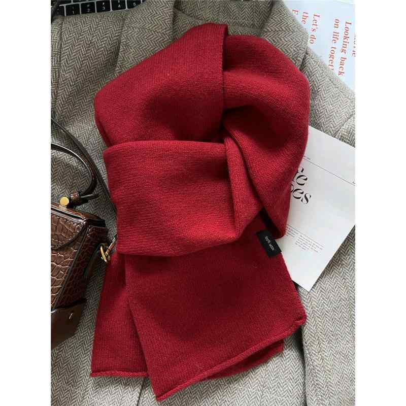 マフラー レディース 秋冬 オーストラリア産ウール ニット 無地 厚手 暖かい 防寒 ストール ショール ..