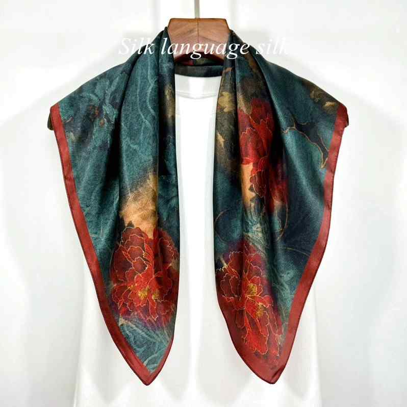 スカーフ レディース 絹 正方形 65cm 春夏 秋冬 防寒 冷房対策 日焼け防止 おしゃれ かわいい 上品 豪華感