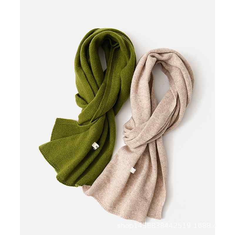 マフラー レディース 秋冬 無地 ウール ニット 暖かい ネックウォーマー 日本風 小さめ カーキ オリーブ 深緑 ダークグレー ワインレッド オートミール キナリ ブラック